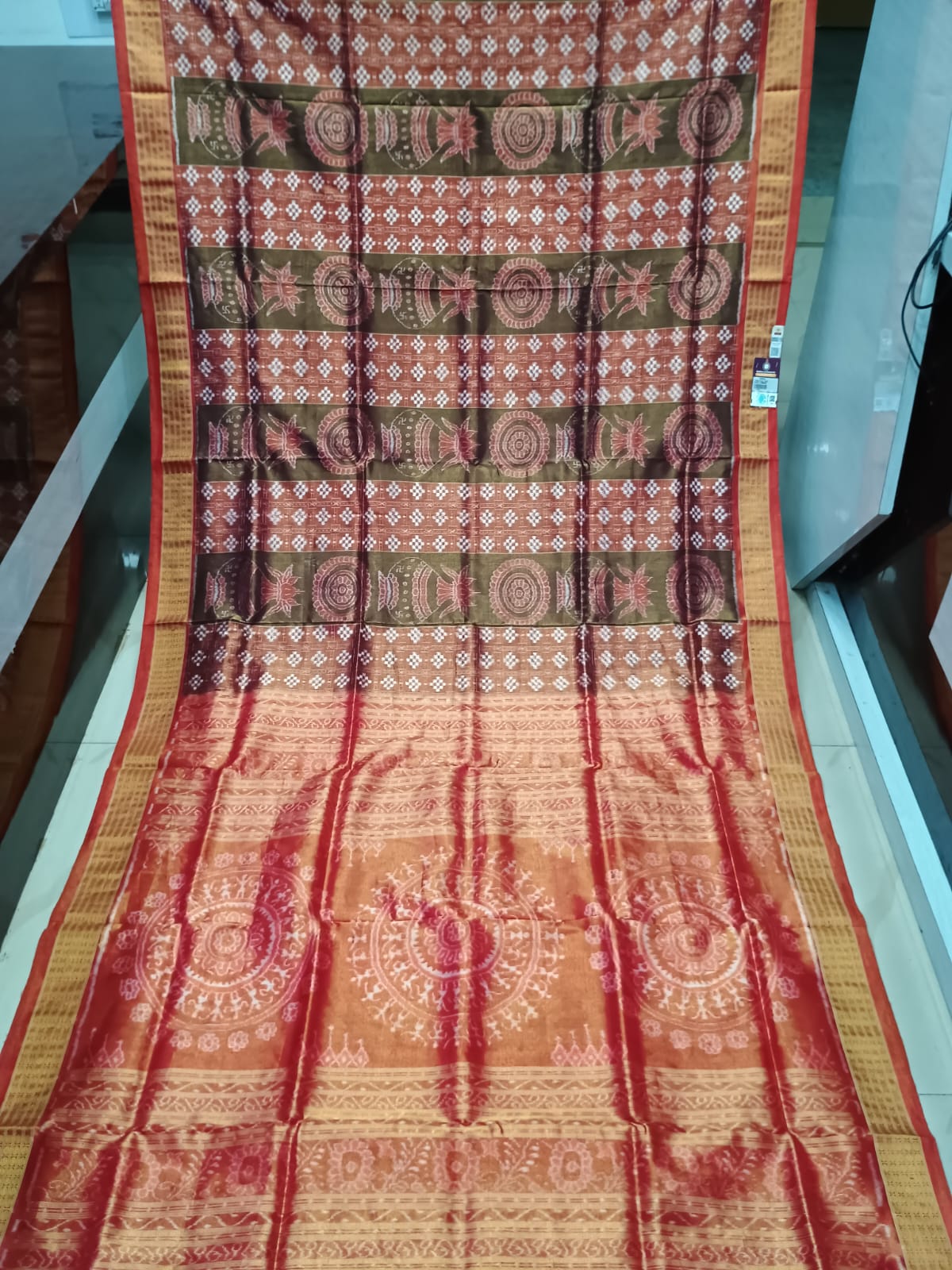 Bronze Red Kalasi With Pasapali Full Tissue Silk Saree