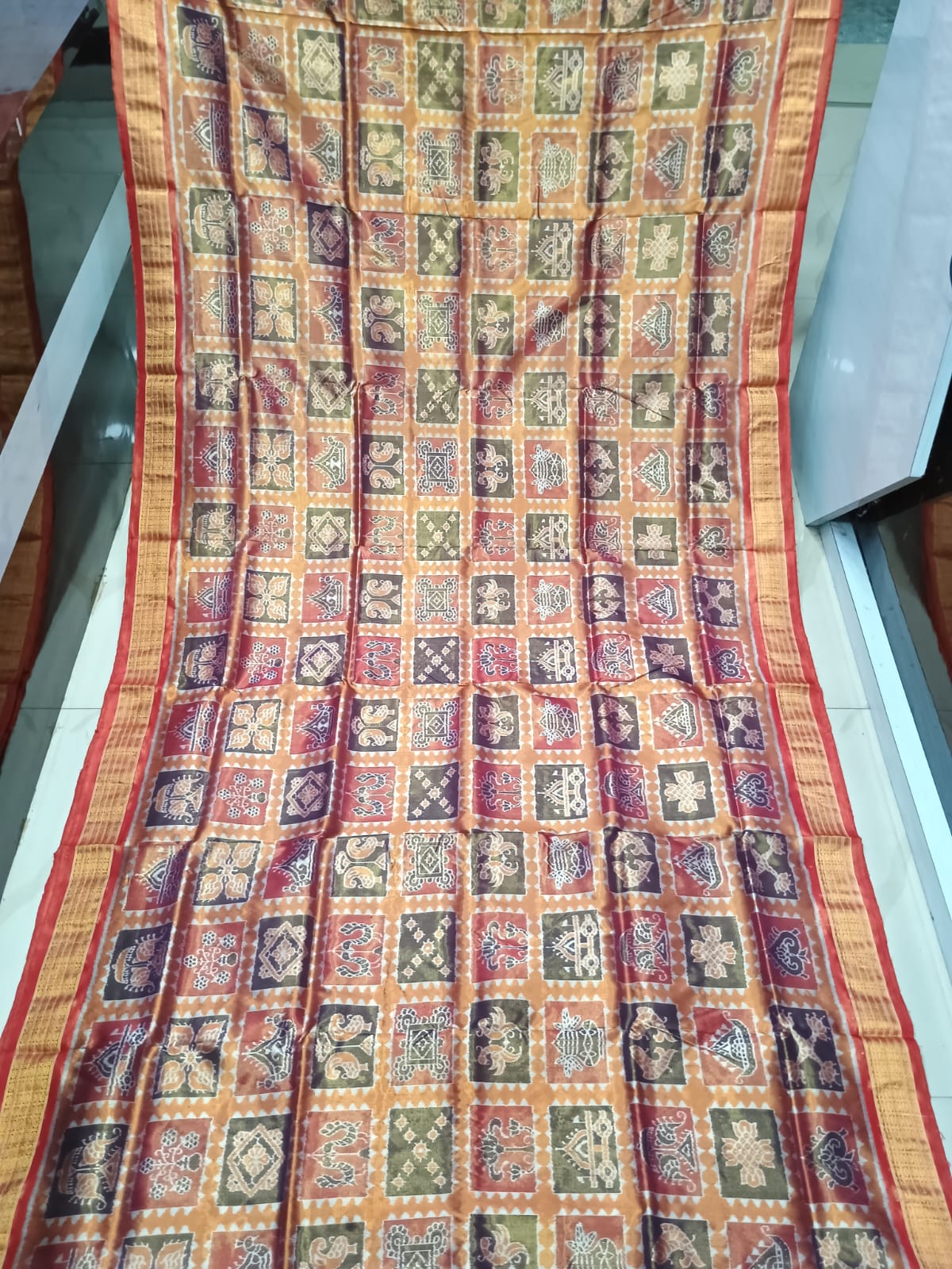 Bronze Red Dasakothi Full Tissue Silk Saree
