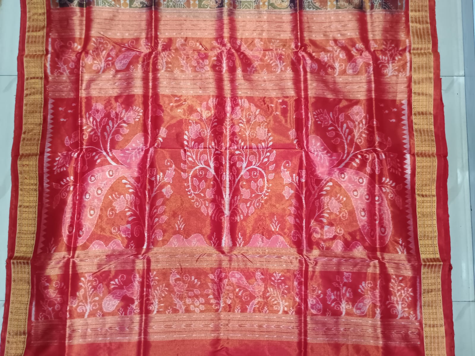 Bronze Red Dasakothi Full Tissue Silk Saree