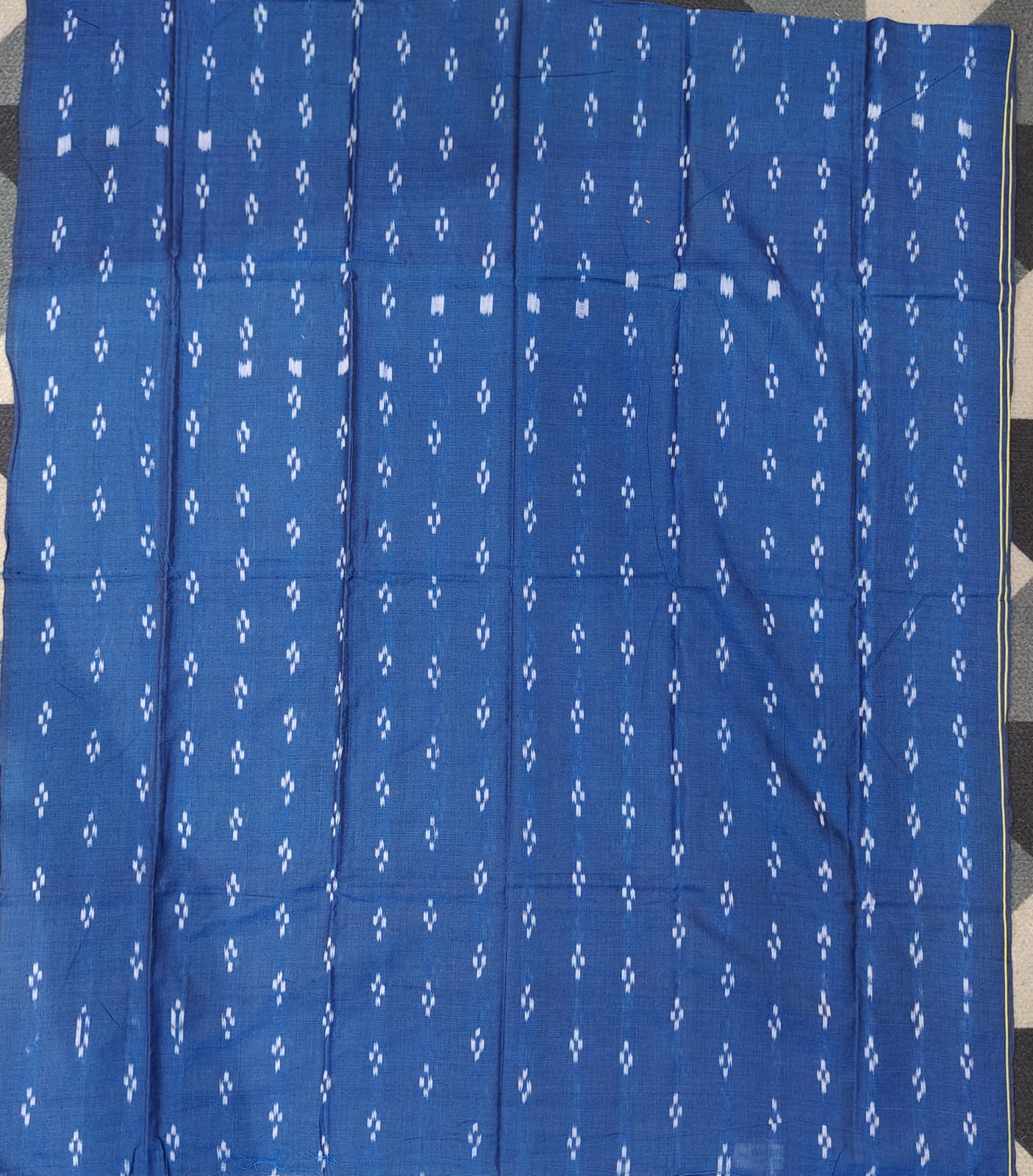 Blue Yellow Handwoven Odisha Ikat Unstitched Dress Material Set (Top 2.5m, Bottom 2m, Dupatta 2.5m)