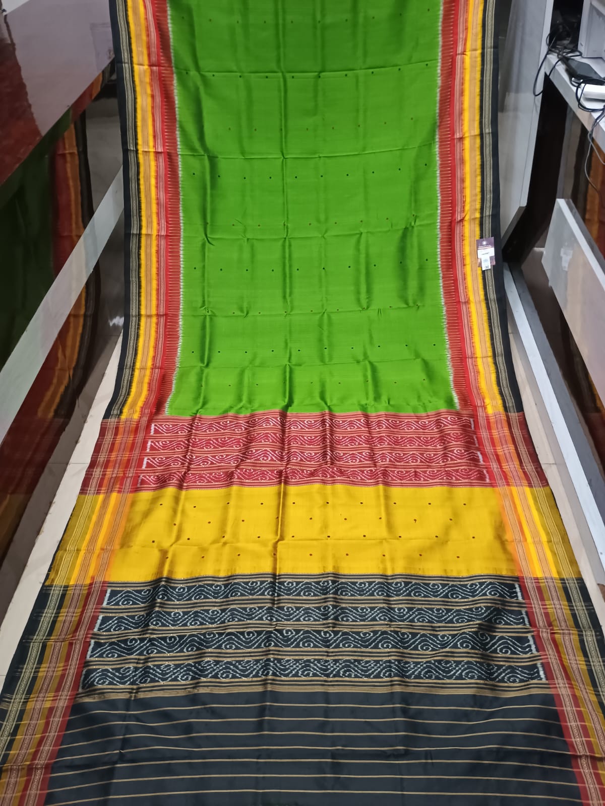 Green Multi colour Kathiphera Khandua Silk Saree