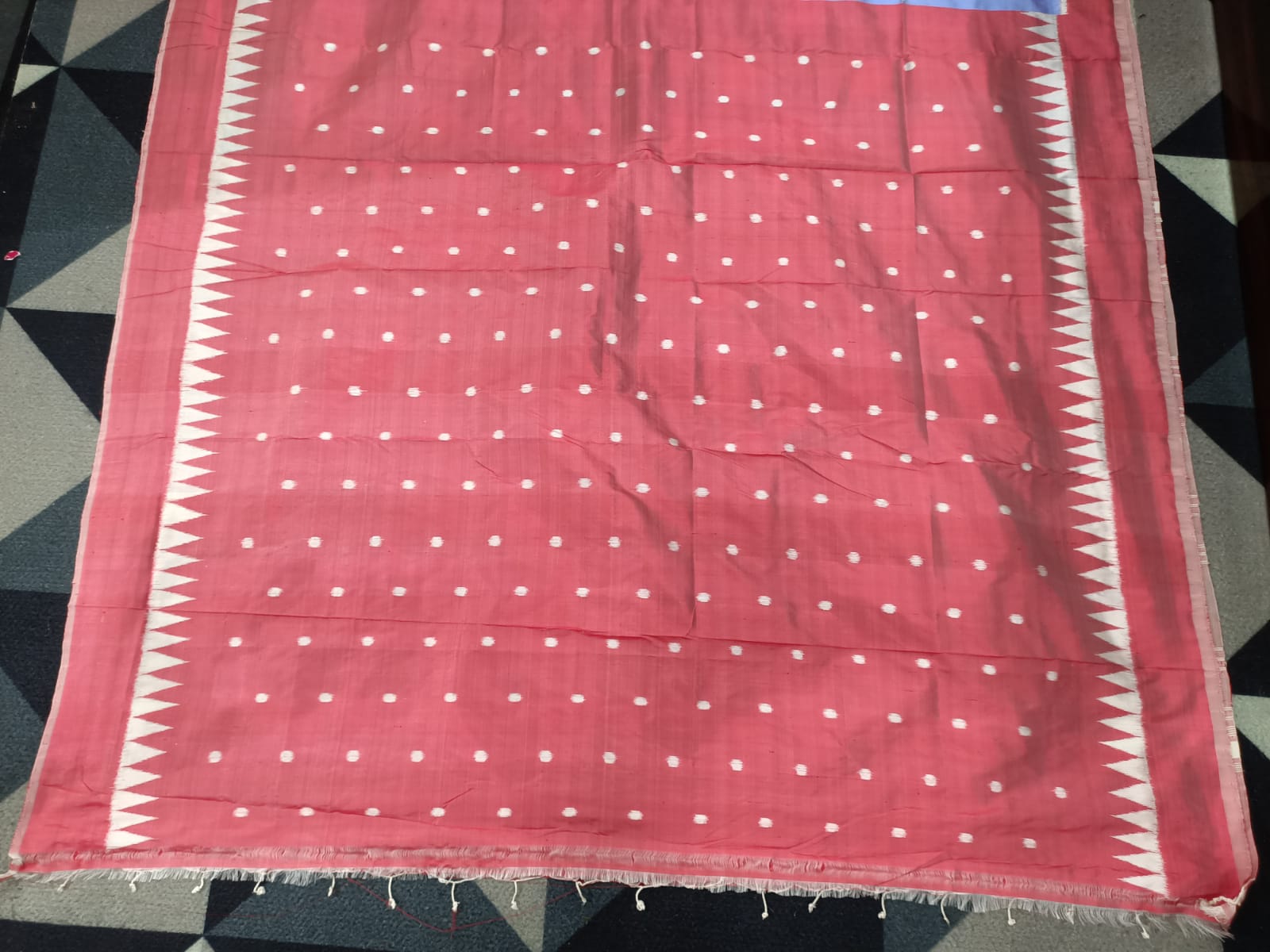 Sky Blue Maroon Scot Swan Design Mulberry Silk Saree