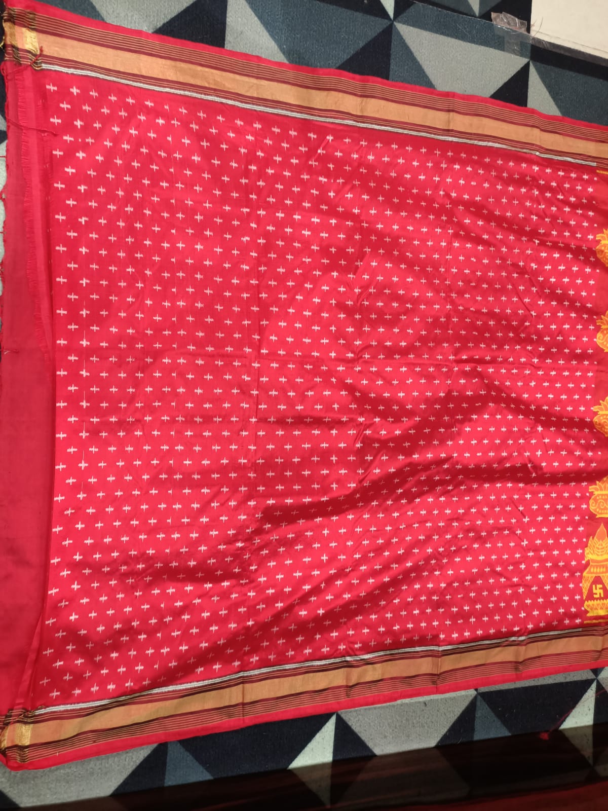 Red Kalashi Design Mulberry Silk Saree