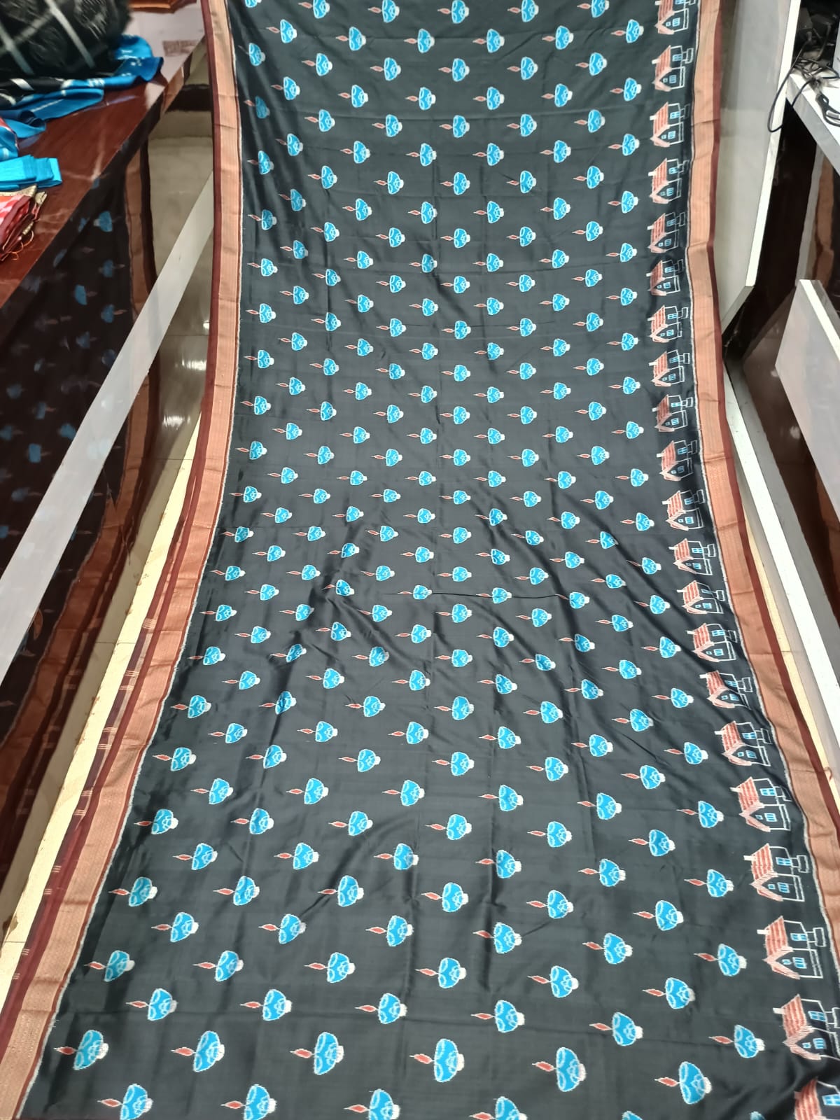 Black Maroon Diwali Design Mulberry Silk Saree