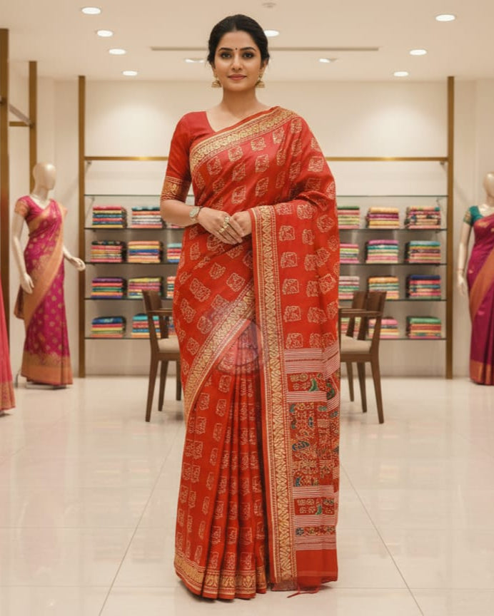 Maroon Self Elephant Design Mulberry Silk Saree