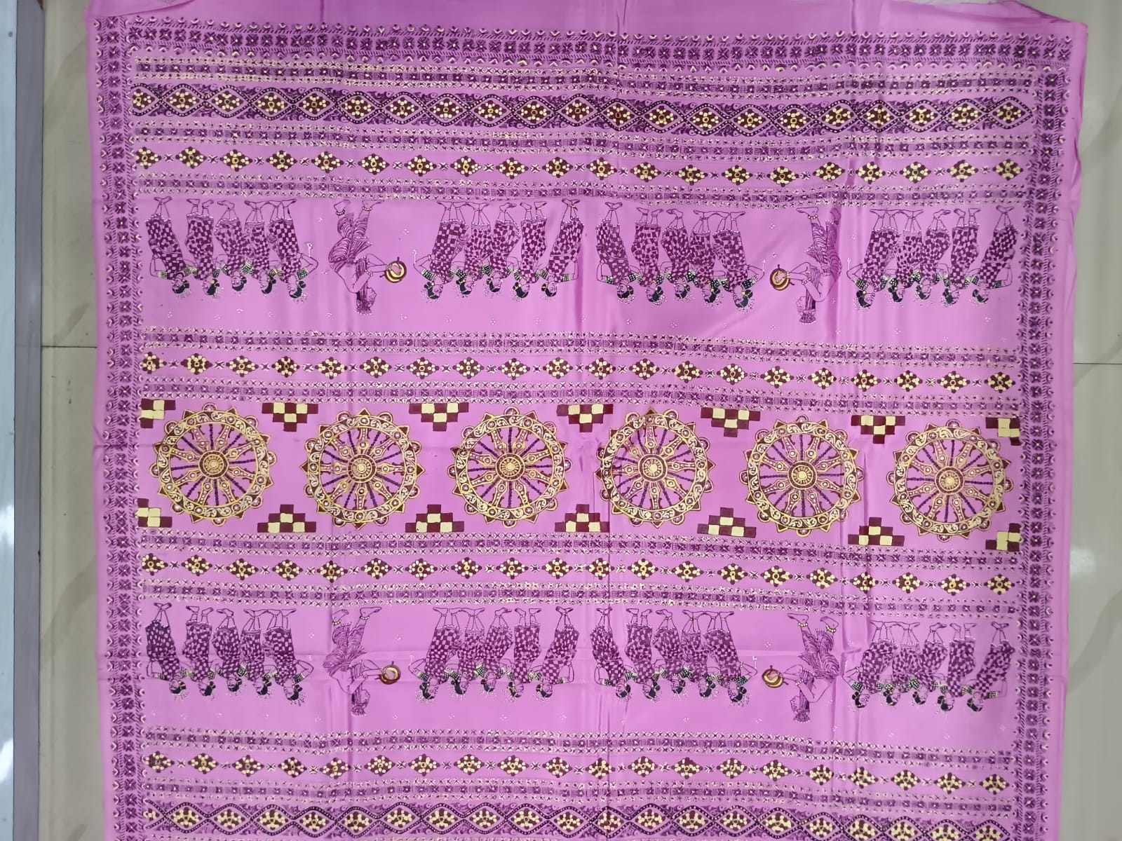 Pink Sambalpuri Dance Theme Pattachitra Khadi Silk Saree