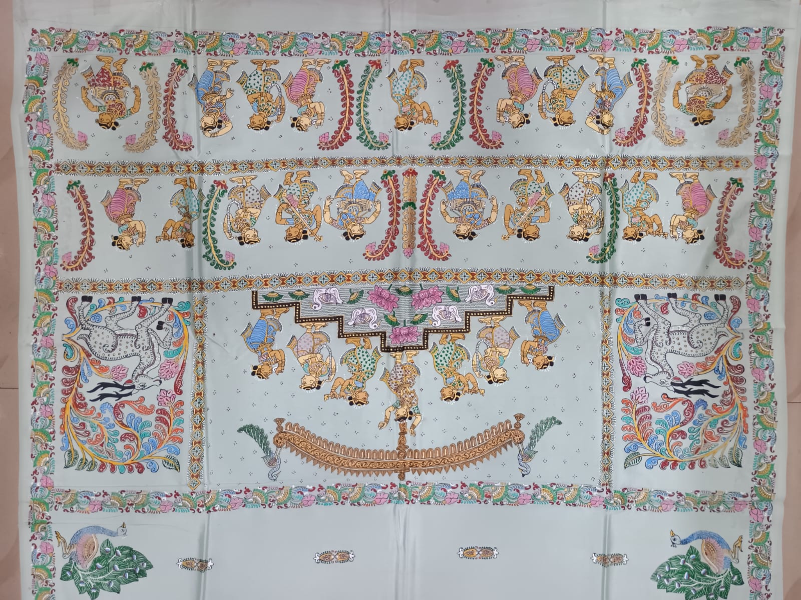 Aqua Sakhi Rasa Theme Pattachitra Khadi Silk Saree