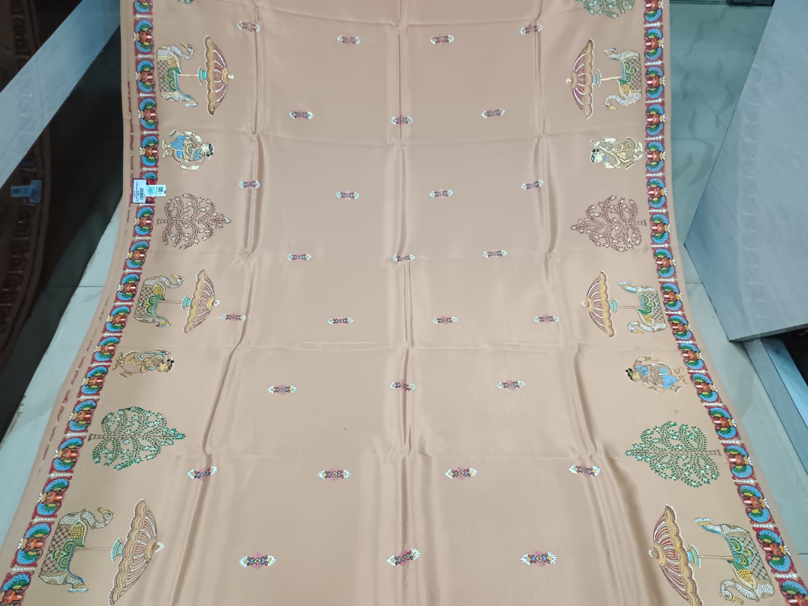 Sandle Sakhi Rasa Theme Pattachitra Khadi Silk Saree