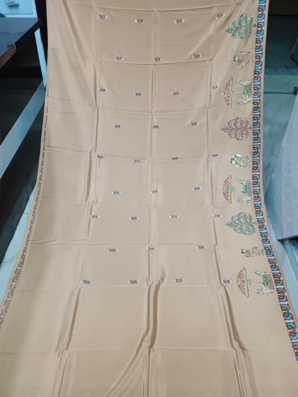 Sandle Sakhi Rasa Theme Pattachitra Khadi Silk Saree