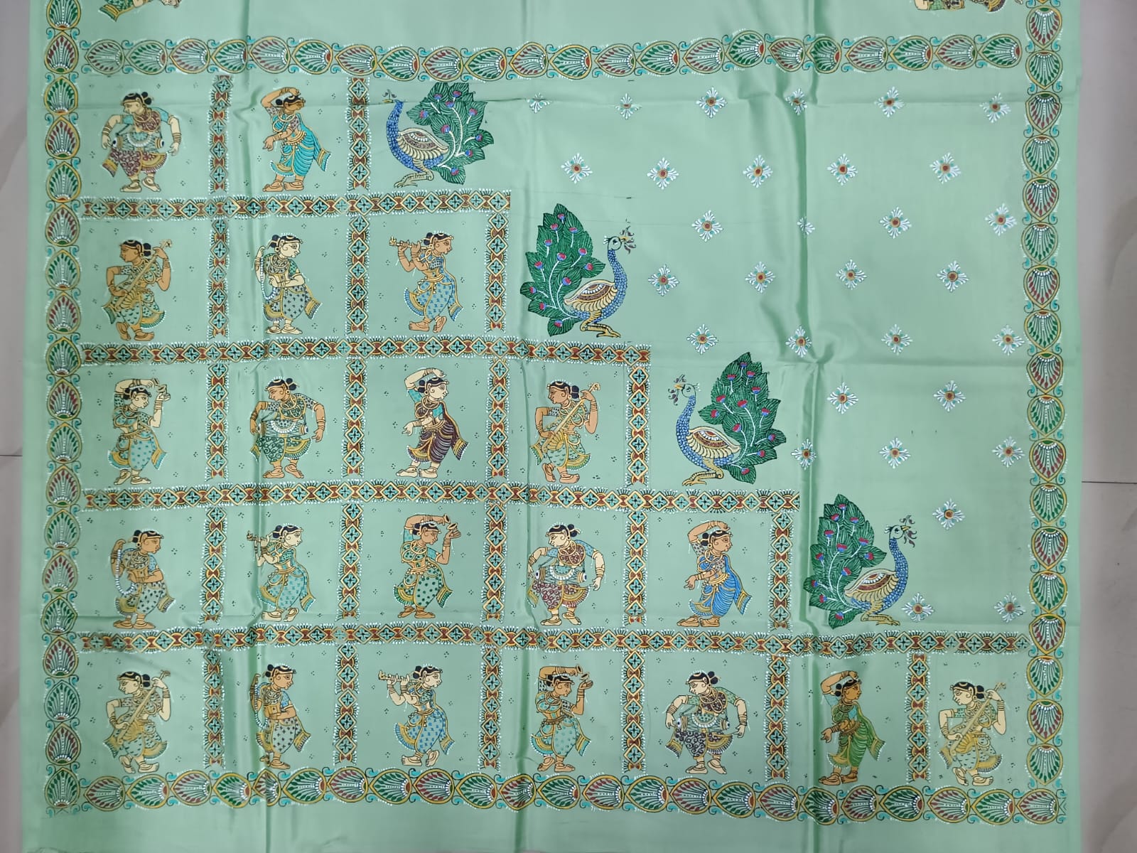 Pista Box Sakhi Rasa Theme Pattachitra Khadi Silk Saree