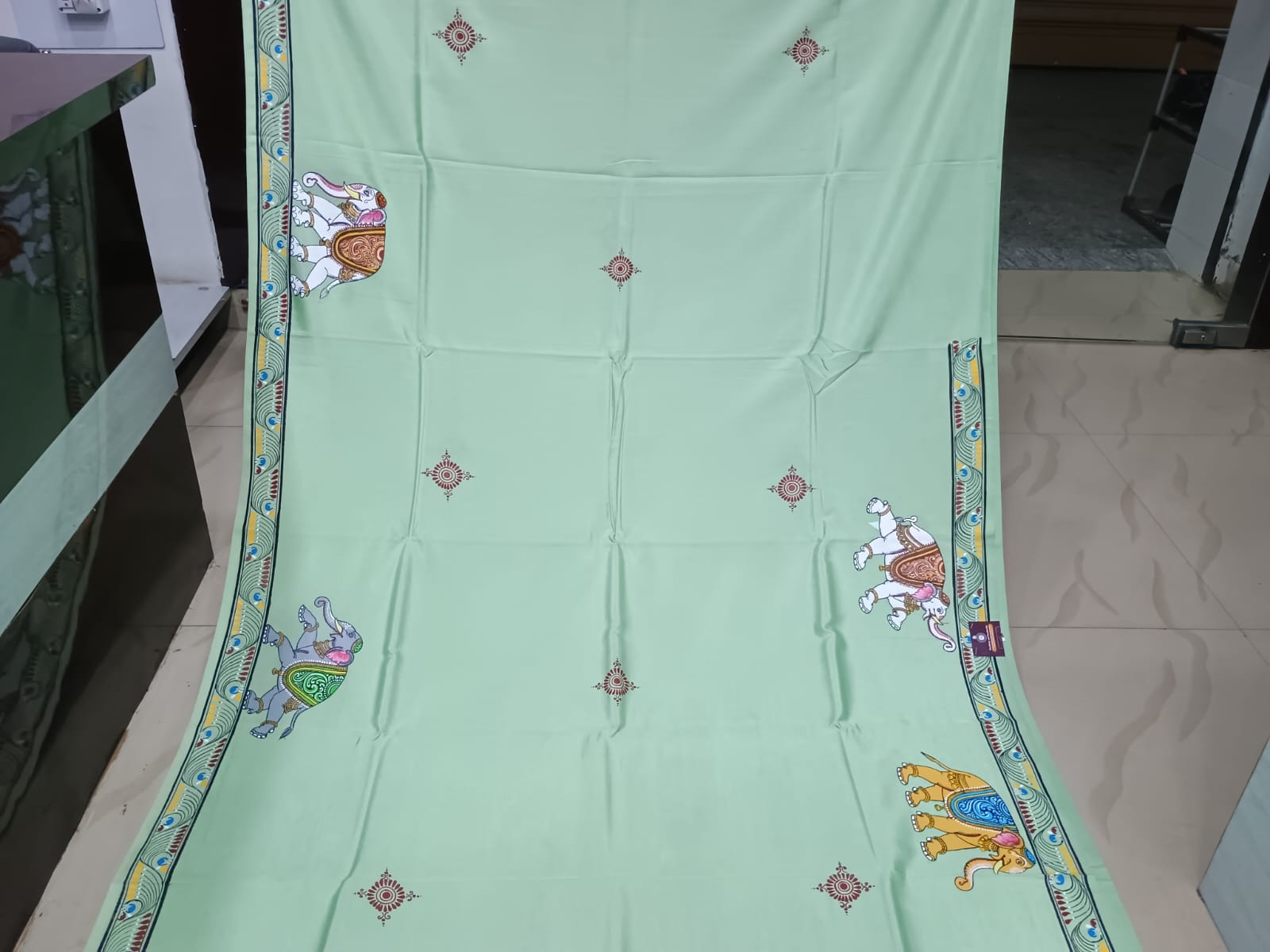 Aqua Kandarp Hasti Theme Pattachitra Khadi Silk Saree