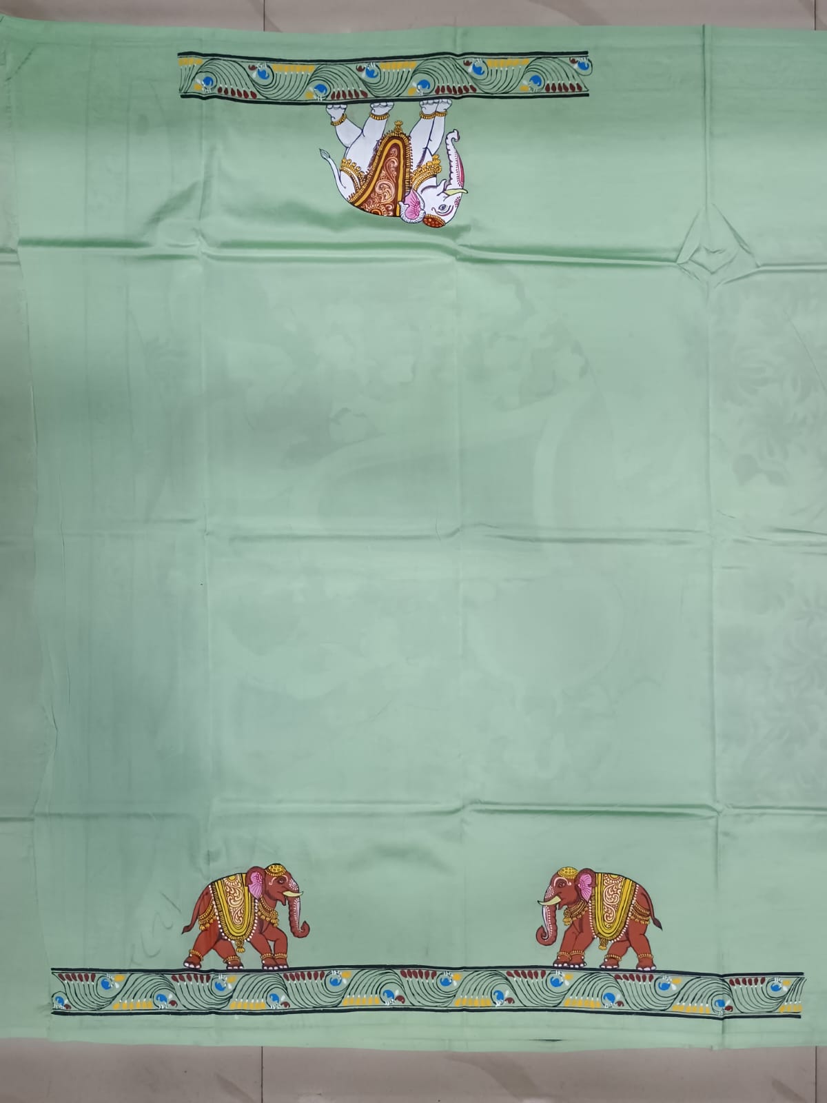 Aqua Kandarp Hasti Theme Pattachitra Khadi Silk Saree