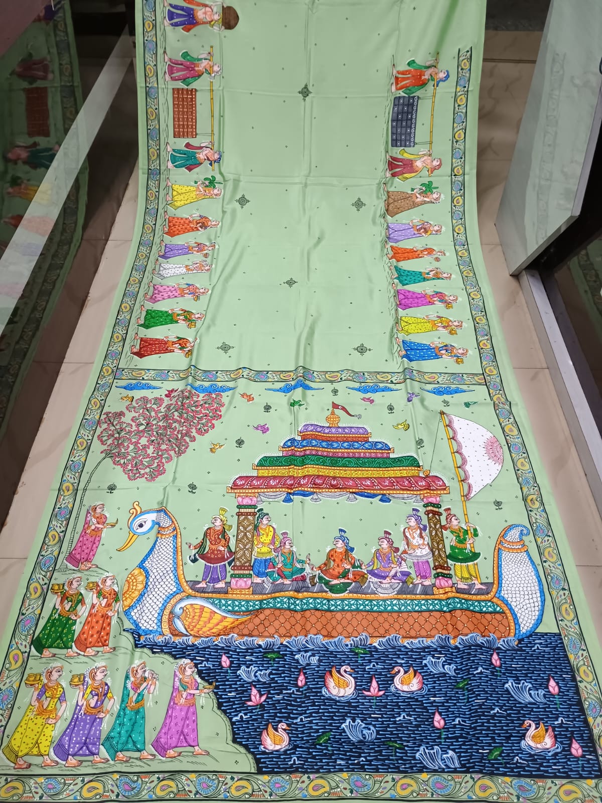 Pista Boita Bandan Theme Pattachitra Khadi Silk Saree