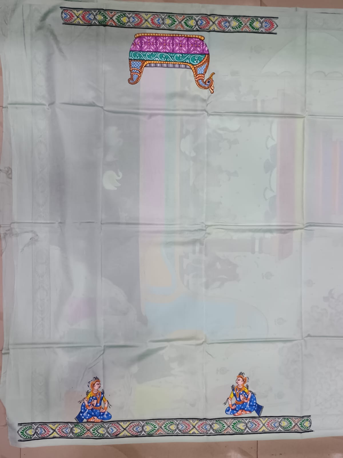 Aqua Boita Bandan Theme Pattachitra Khadi Silk Saree