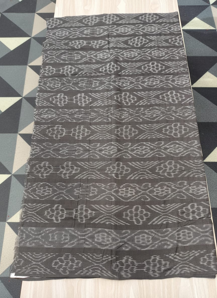 Black Flower Ikat Design Nuapatna Fabrics
