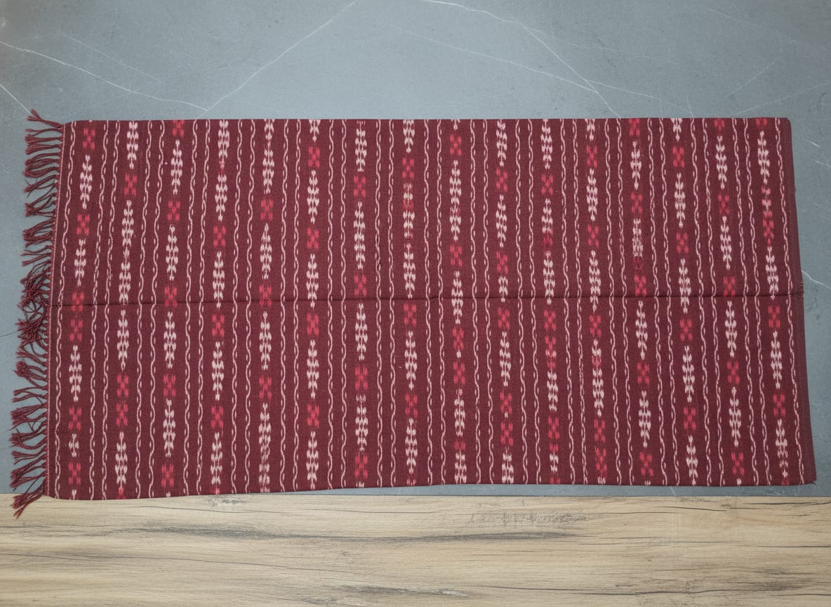 Maroon Flower Jhoti Ikat Design Nuapatna Fabrics