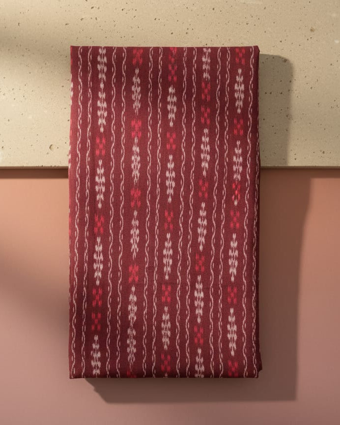Maroon Flower Jhoti Ikat Design Nuapatna Fabrics