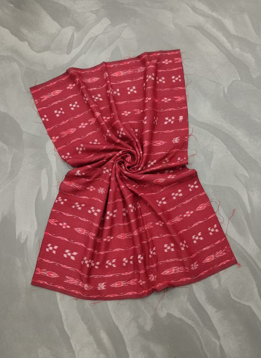 Maroon Fish And Pasapali Ikat Design Nuapatna Fabrics