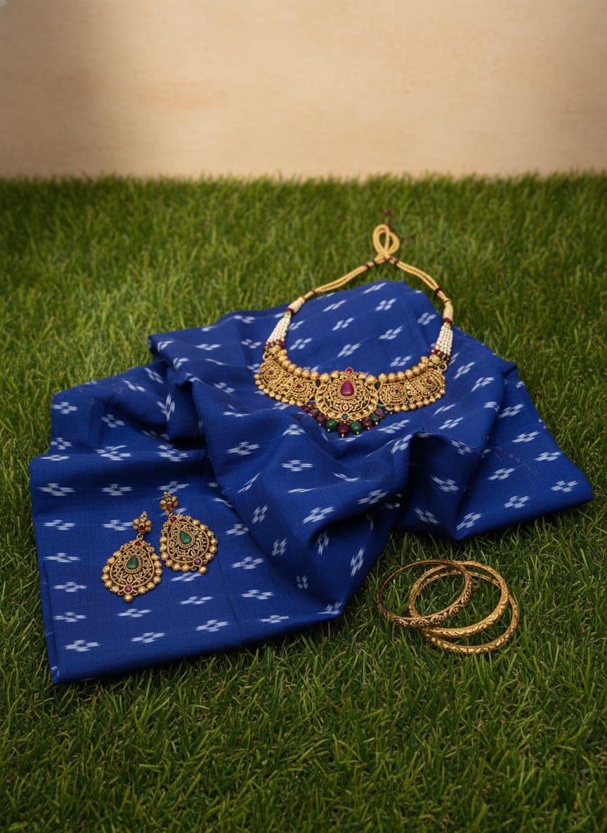 Blue Pasapali Ikat Design Nuapatna Fabrics