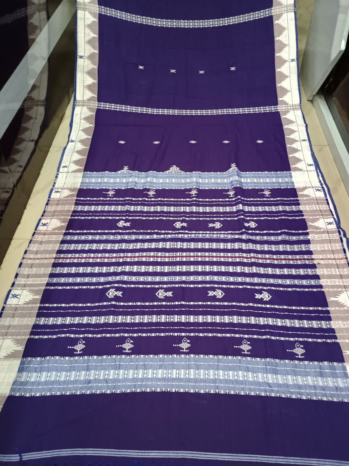 Dual Shade Purple White Plain Border Odisha Handloom Kotpad Cotton Saree