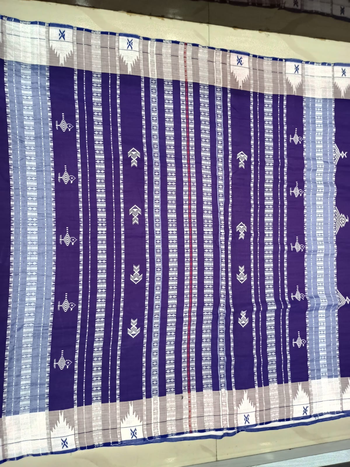 Dual Shade Purple White Plain Border Odisha Handloom Kotpad Cotton Saree