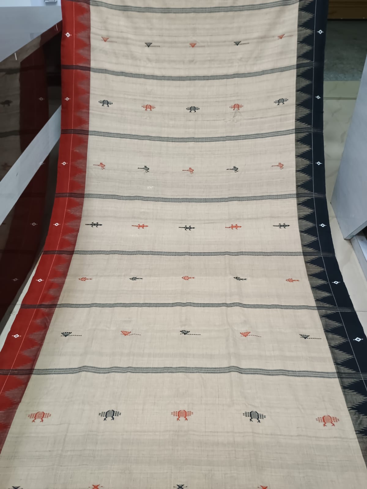 Natural Tussar Ganga Jamuna Plain Border Odisha Handloom Kotpad Tussar Saree