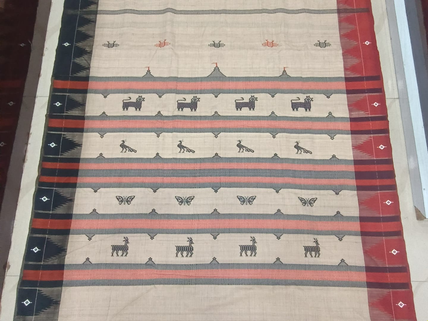 Natural Tussar Ganga Jamuna Plain Border Odisha Handloom Kotpad Tussar Saree