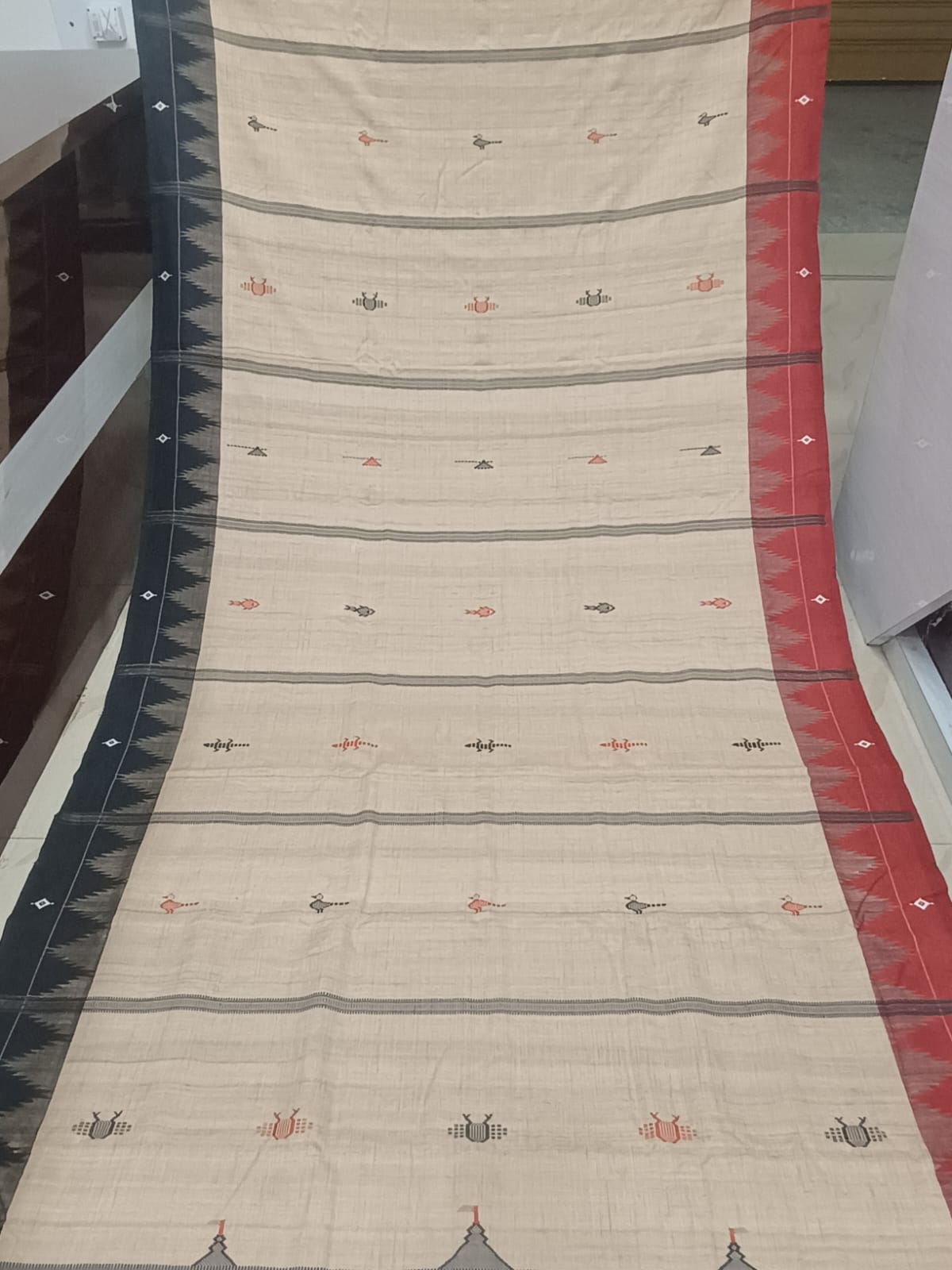 Natural Tussar Ganga Jamuna Plain Border Odisha Handloom Kotpad Tussar Saree