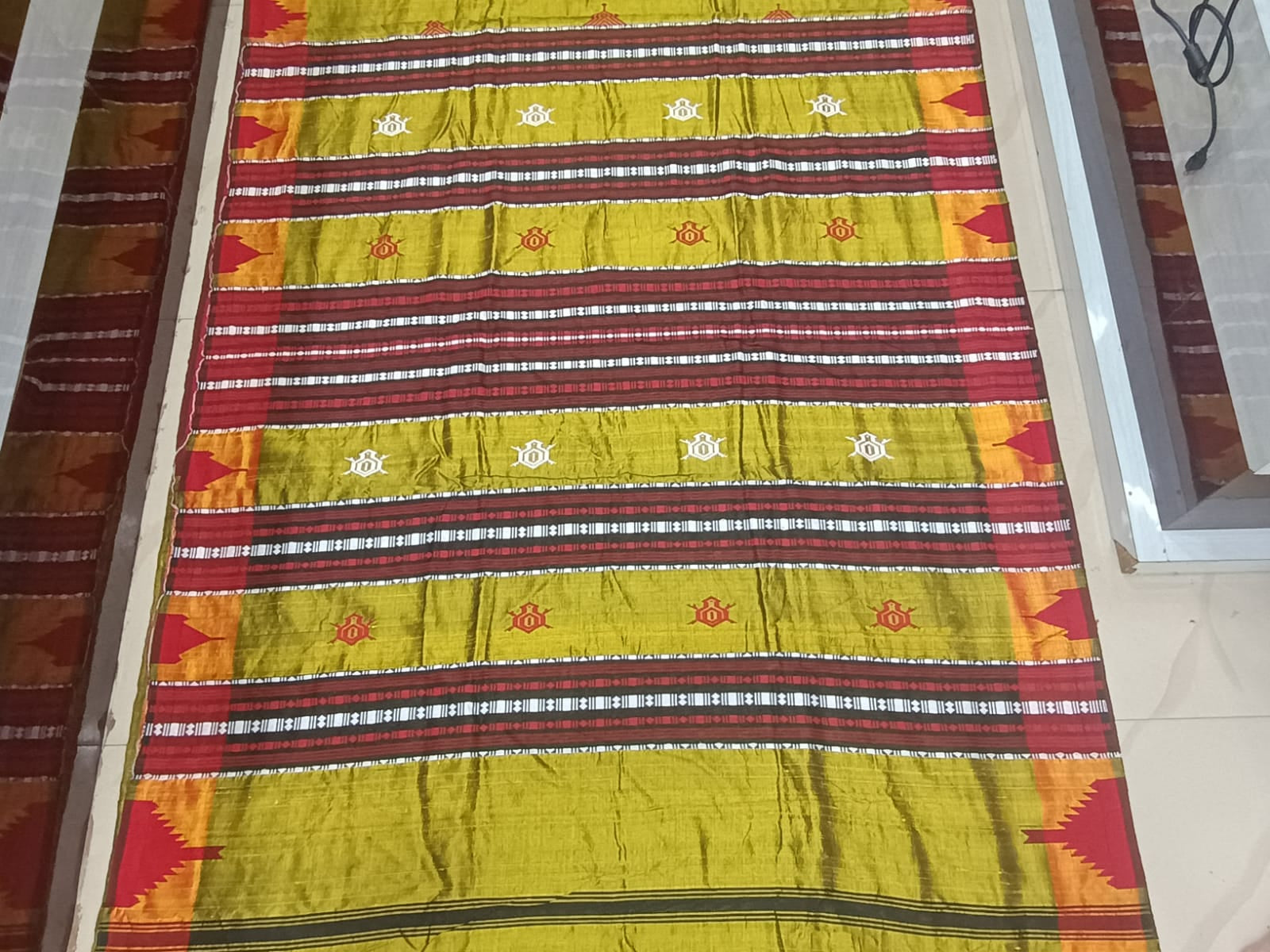 Golden Red Plain Border Odisha Handloom Kotpad Tussar Saree