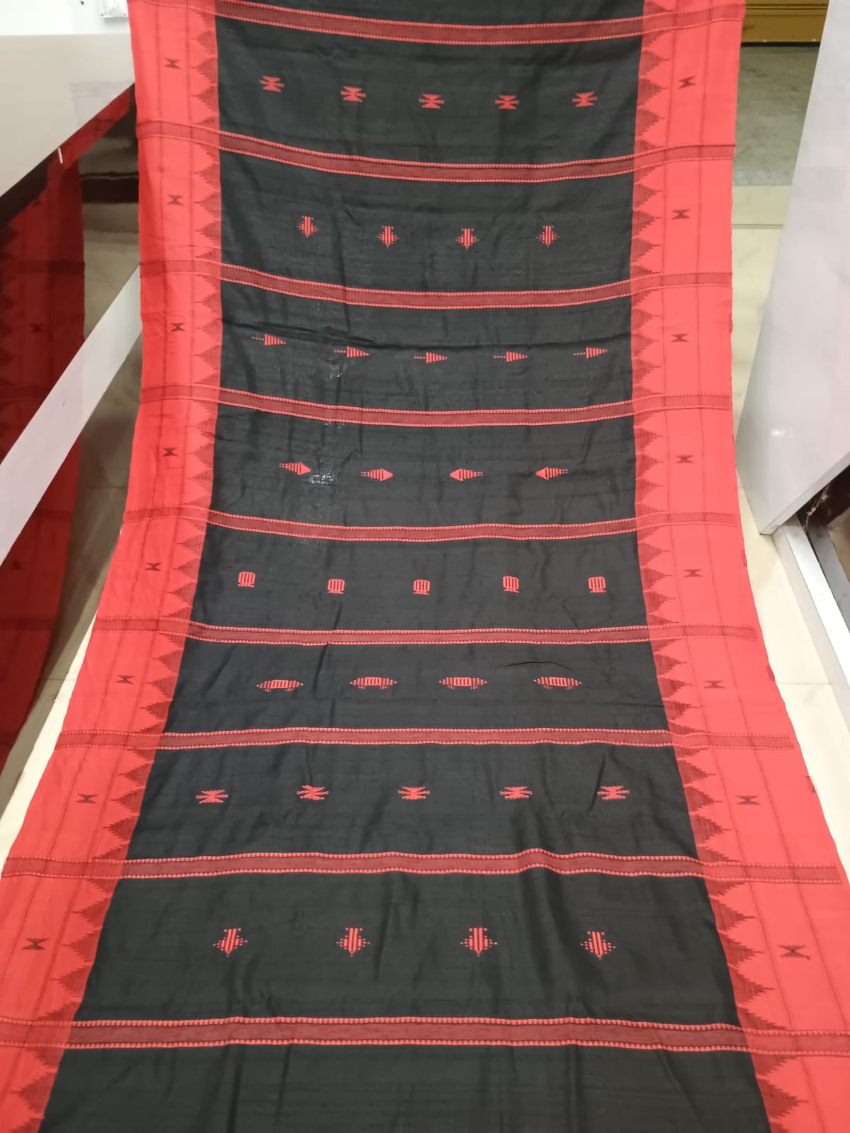Black Red Plain Border Odisha Handloom Kotpad Tussar Saree