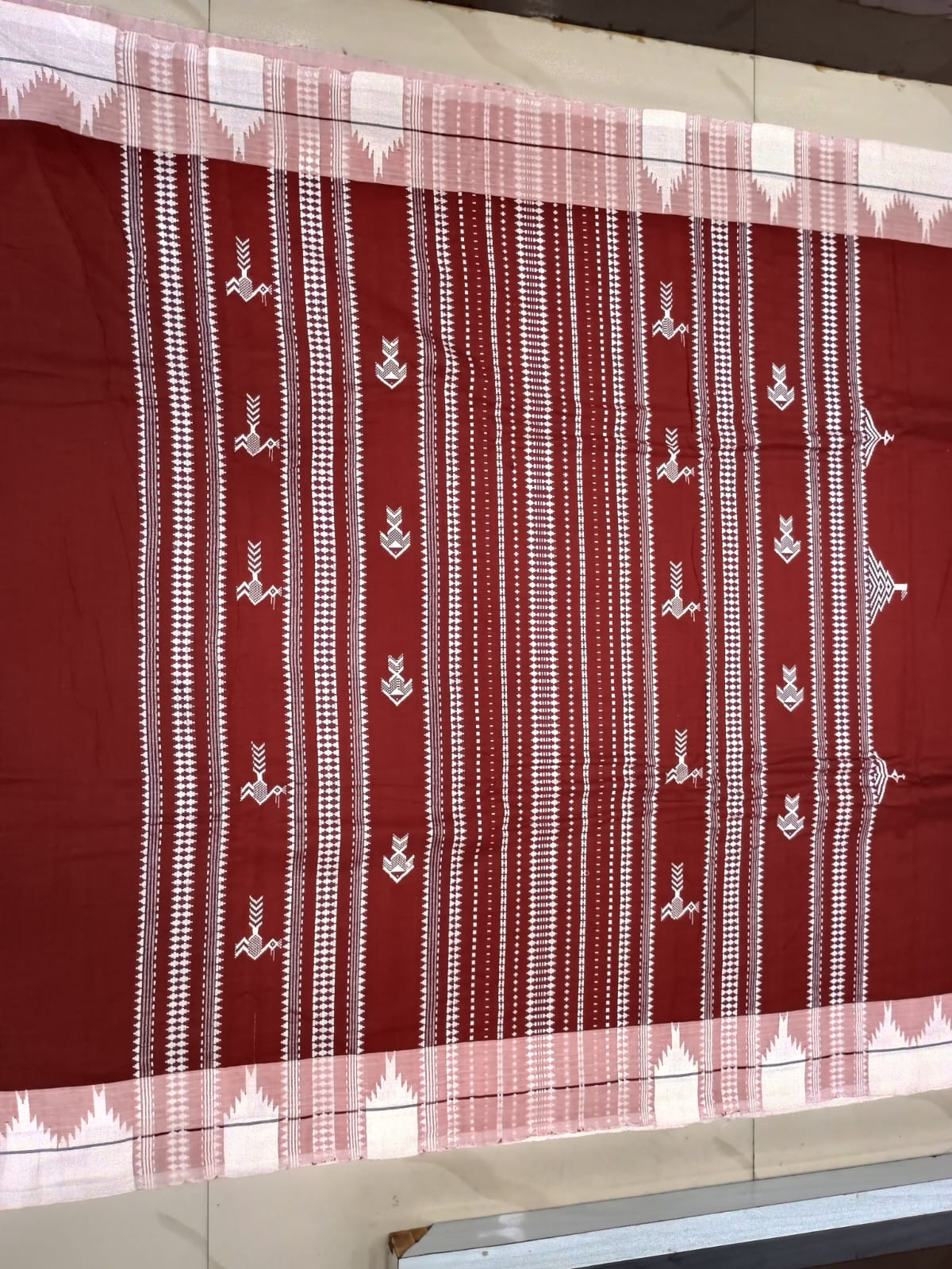 Maroon White Border Odisha Handloom Kotpad Cotton Saree