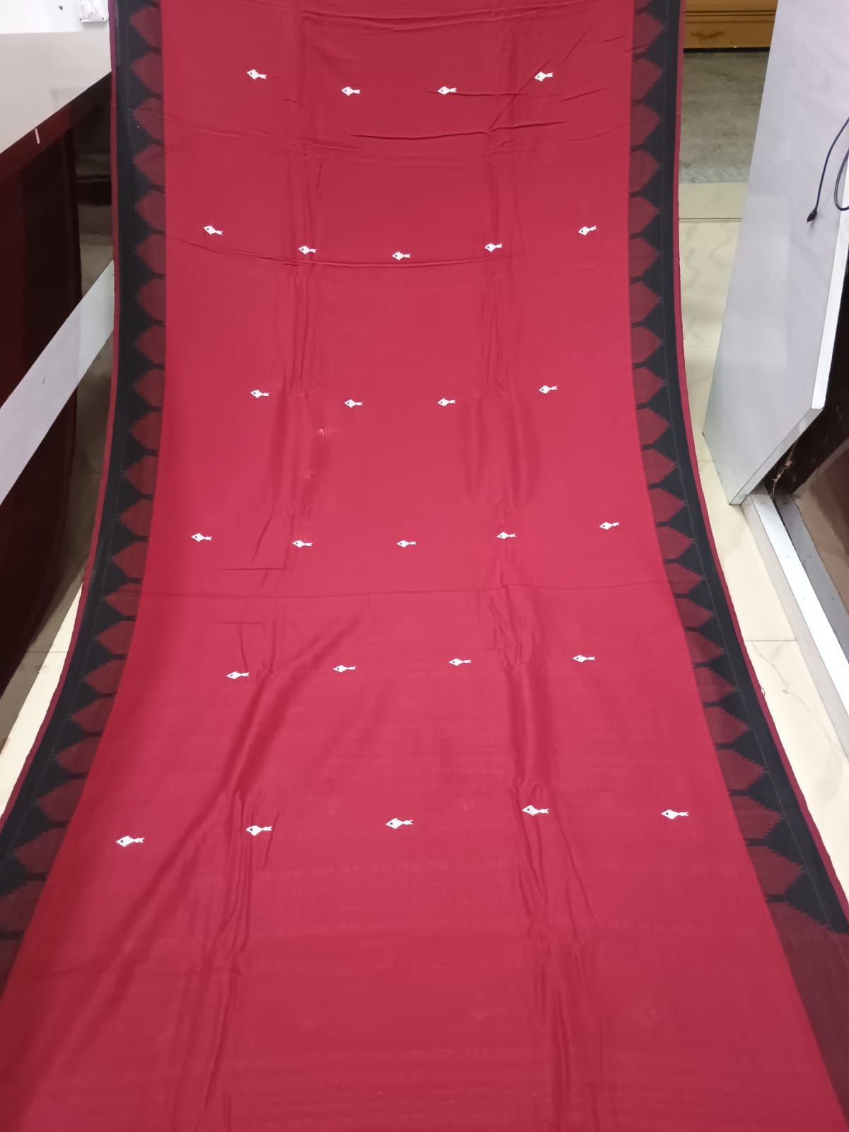 Maroon Black Border Odisha Handloom Kotpad Cotton Saree