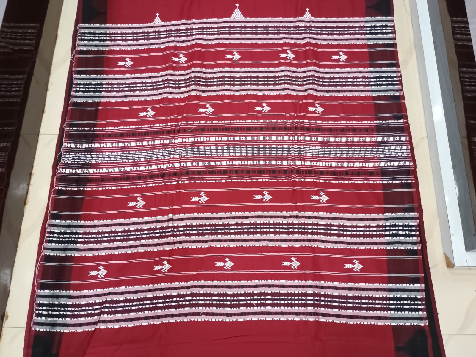 Maroon Black Border Odisha Handloom Kotpad Cotton Saree