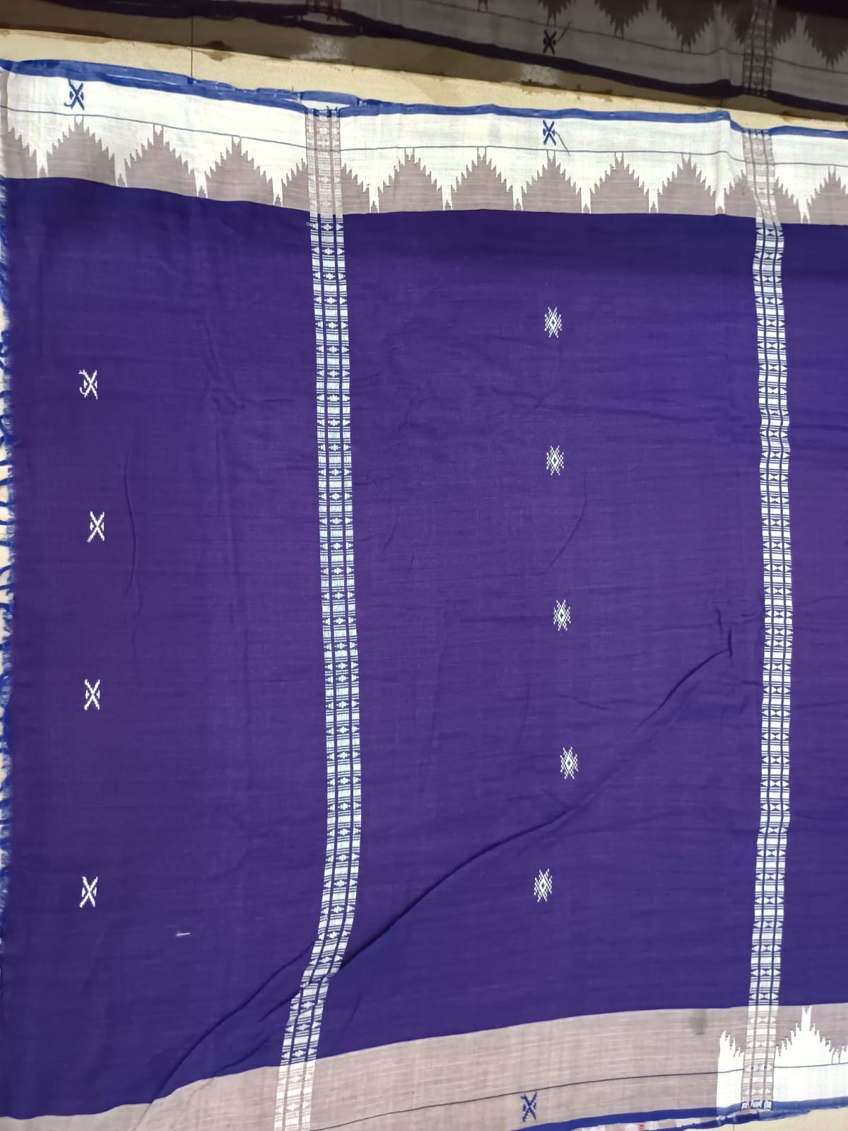 Dual Shade Purple White Plain Border Odisha Handloom Kotpad Cotton Saree