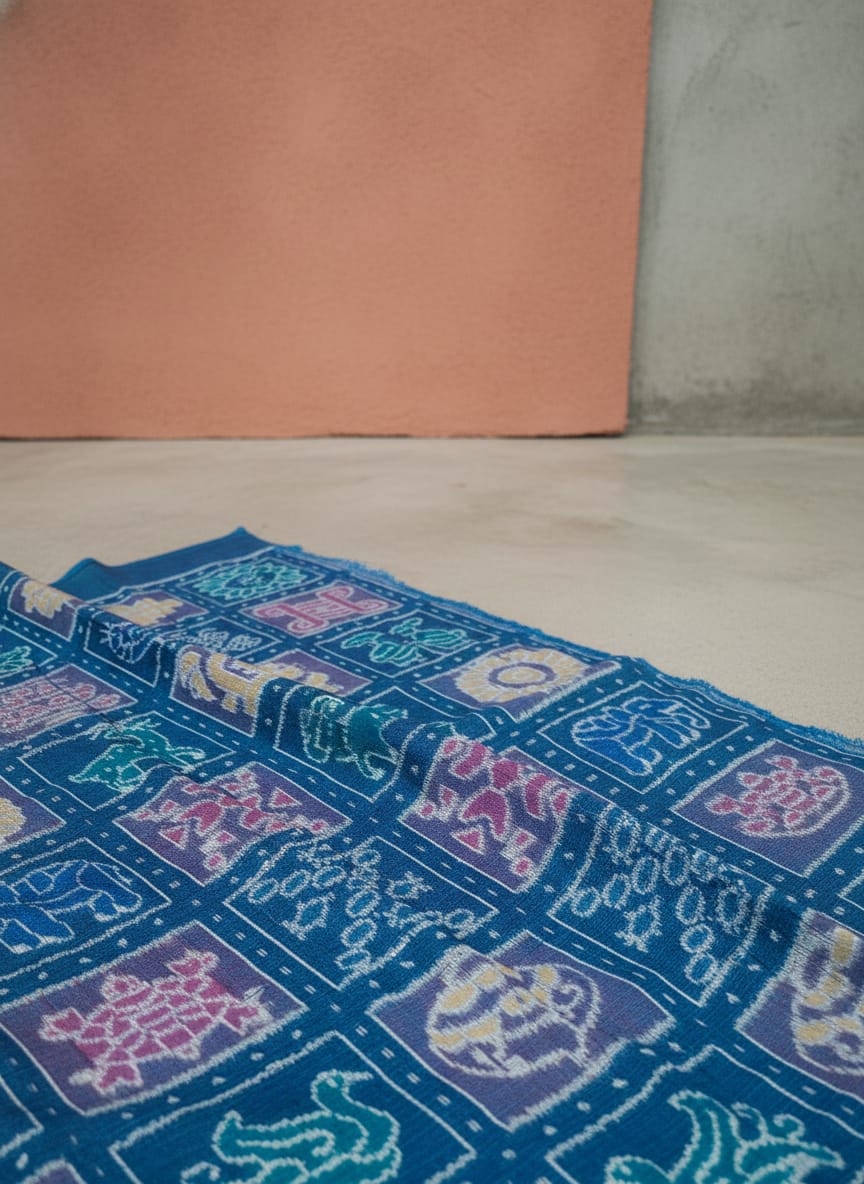 Light Blue Nabakothi Design Sambalpuri Fabrics