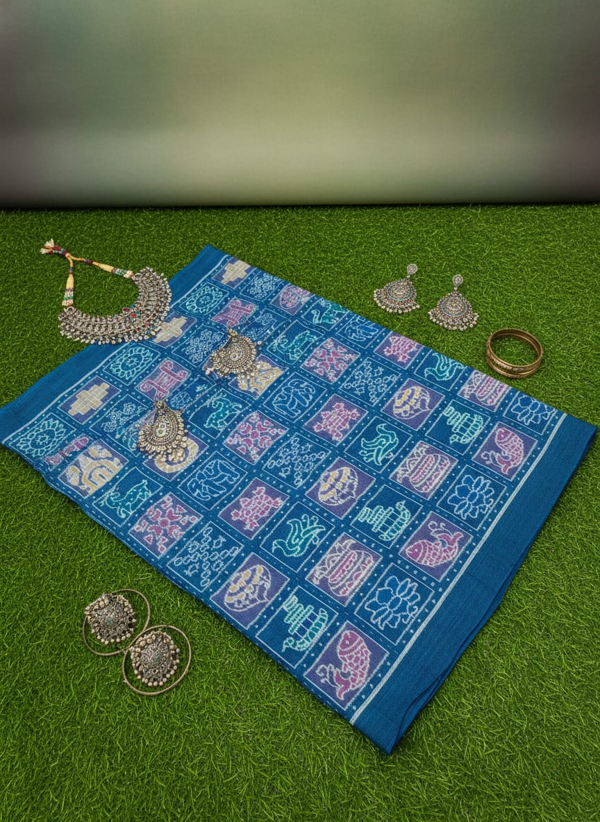 Light Blue Nabakothi Design Sambalpuri Fabrics