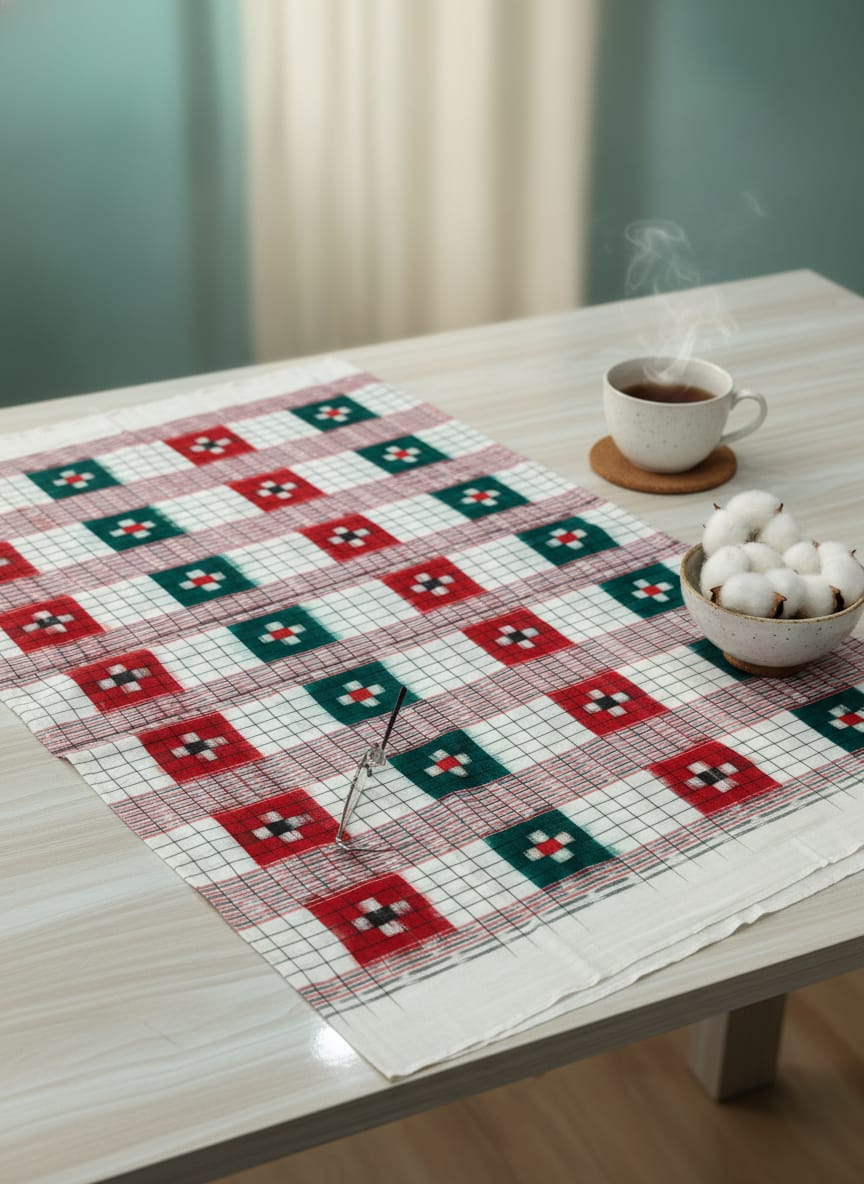 White Multi Colour Pasapali Design Sambalpuri Fabrics