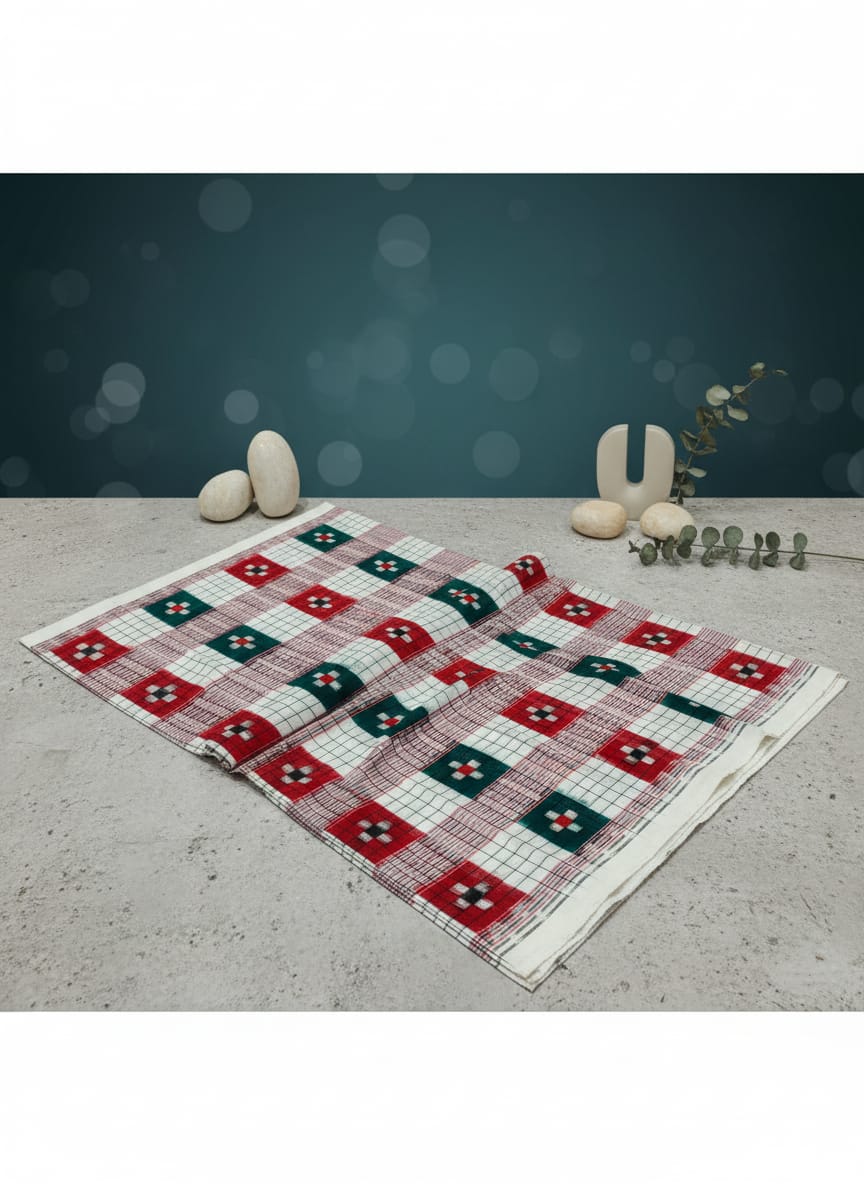 White Multi Colour Pasapali Design Sambalpuri Fabrics