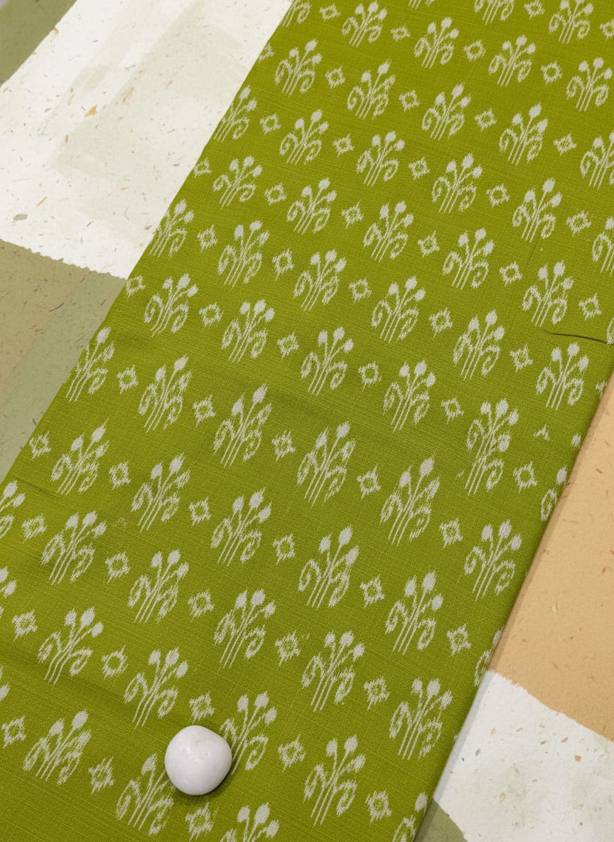 Mehendi Green Flower Design Sambalpuri Fabrics