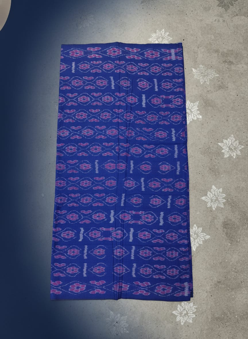 Blue Ikat Flower Design Nuapatna Fabrics