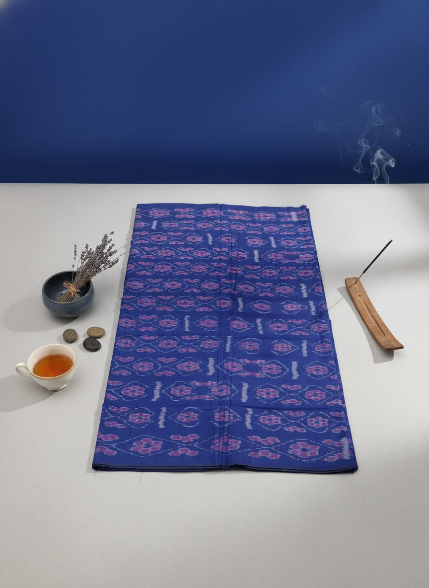 Blue Ikat Flower Design Nuapatna Fabrics
