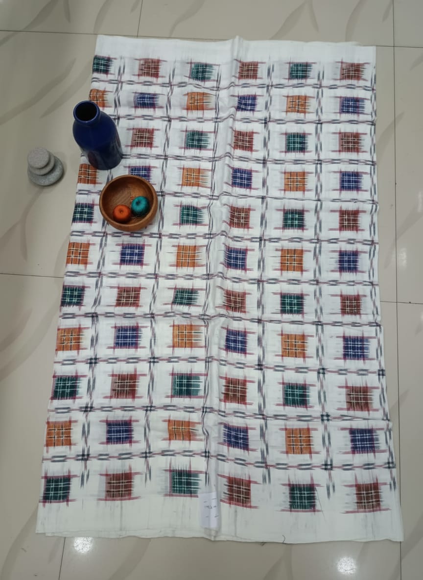 White Multi Colour Aswini Design Sambalpuri Fabrics