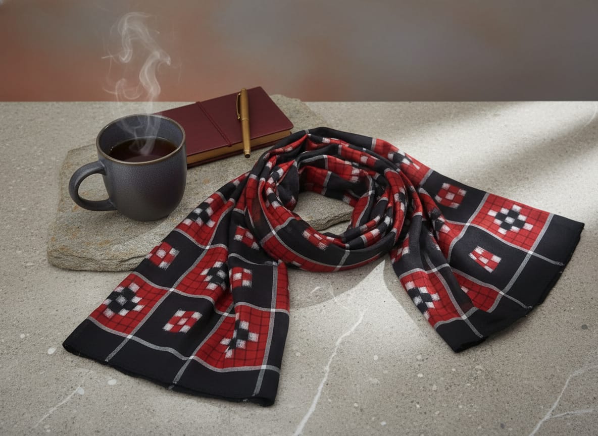 Black Red White 37 Kothi Pasapali Ikat Design Sambalpuri Fabrics