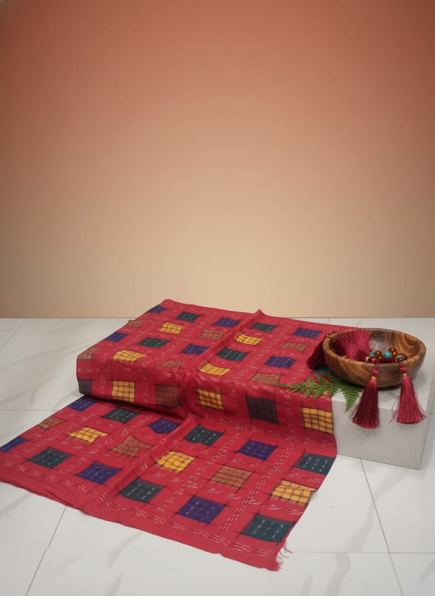 Red Multi Colour Aswini Design Sambalpuri Fabrics