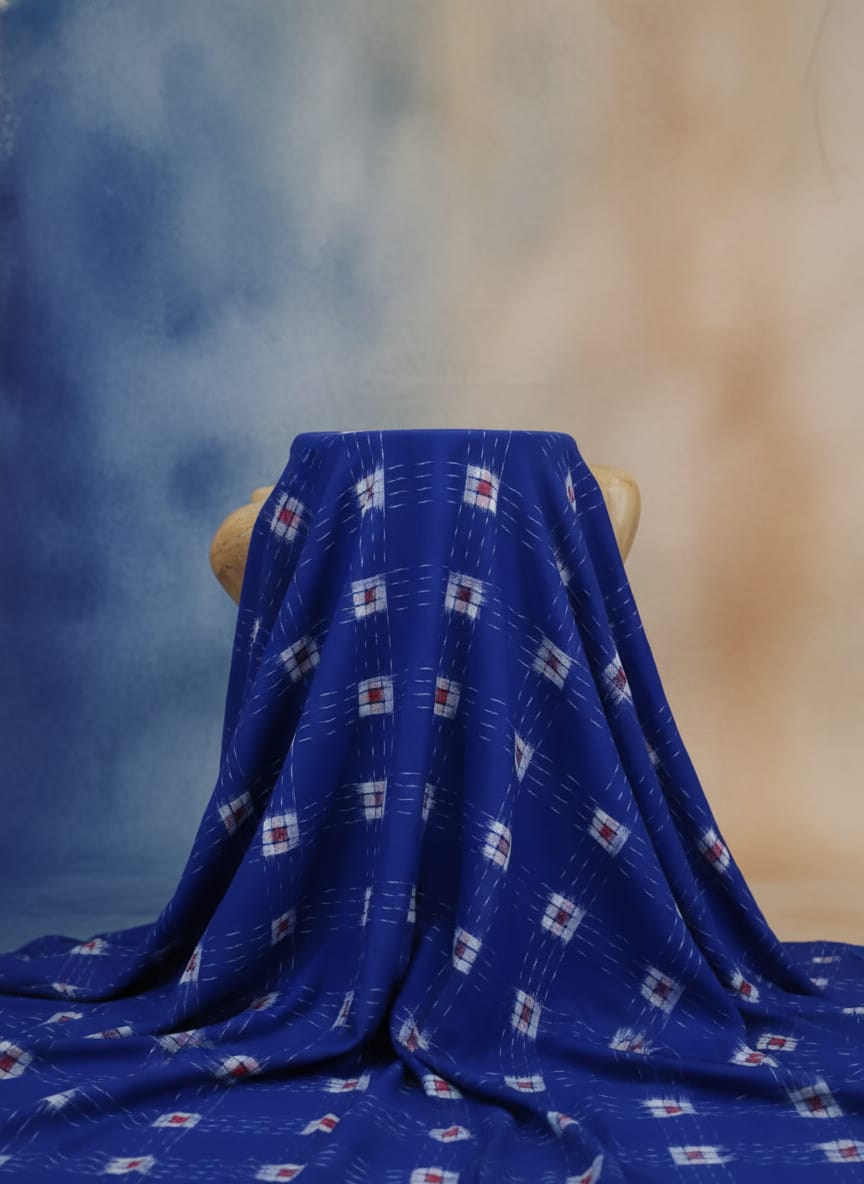 Blue Square Pasapali Design Sambalpuri Fabrics