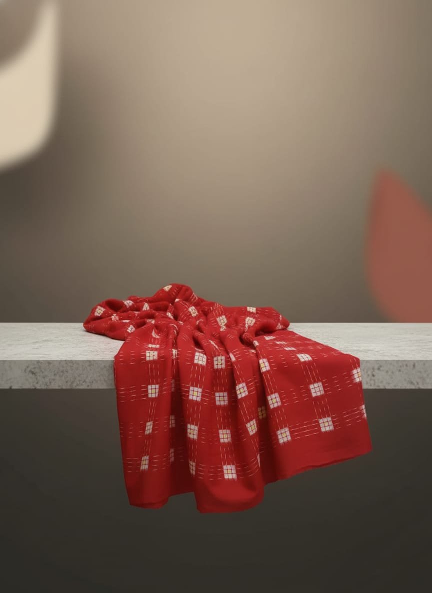 Red Square Pasapali Design Sambalpuri Fabrics