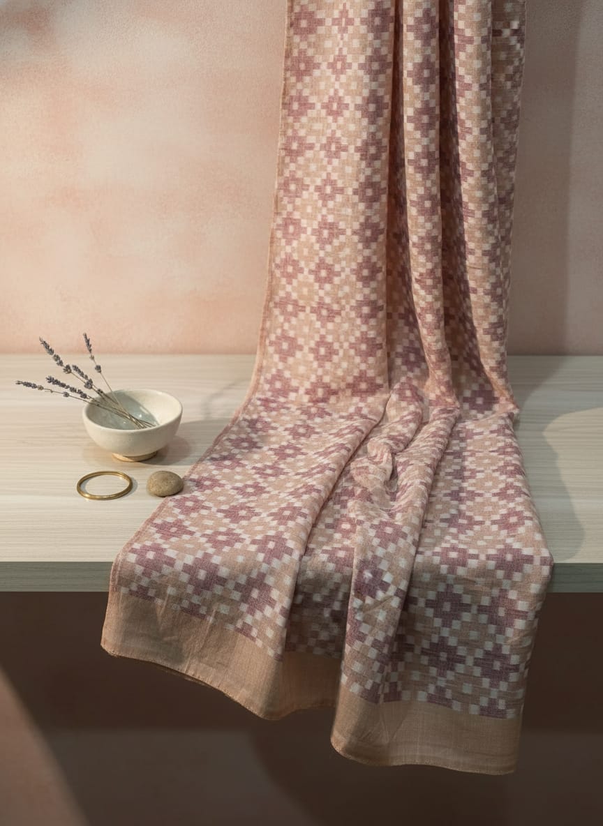 Creame Brown Pasapali Design Sambalpuri Fabrics