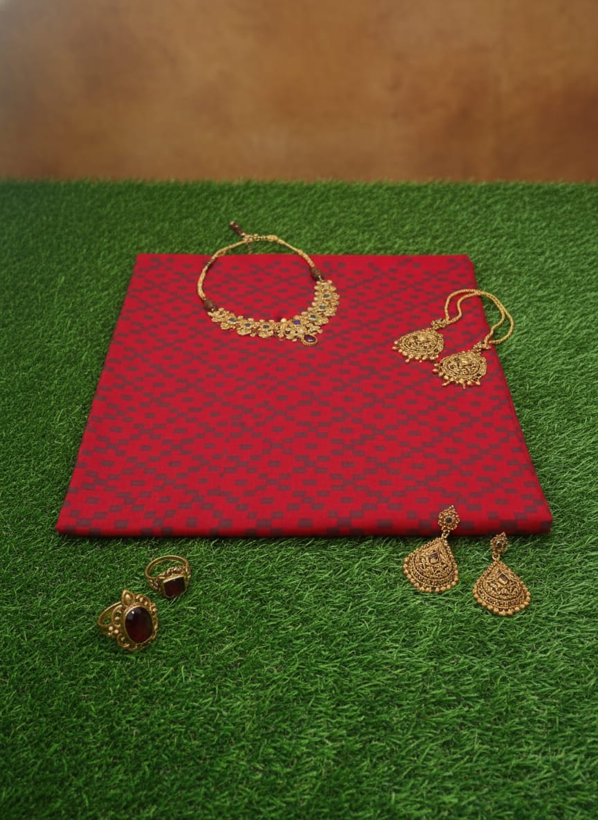 Red Pasapali Design Sambalpuri Fabrics