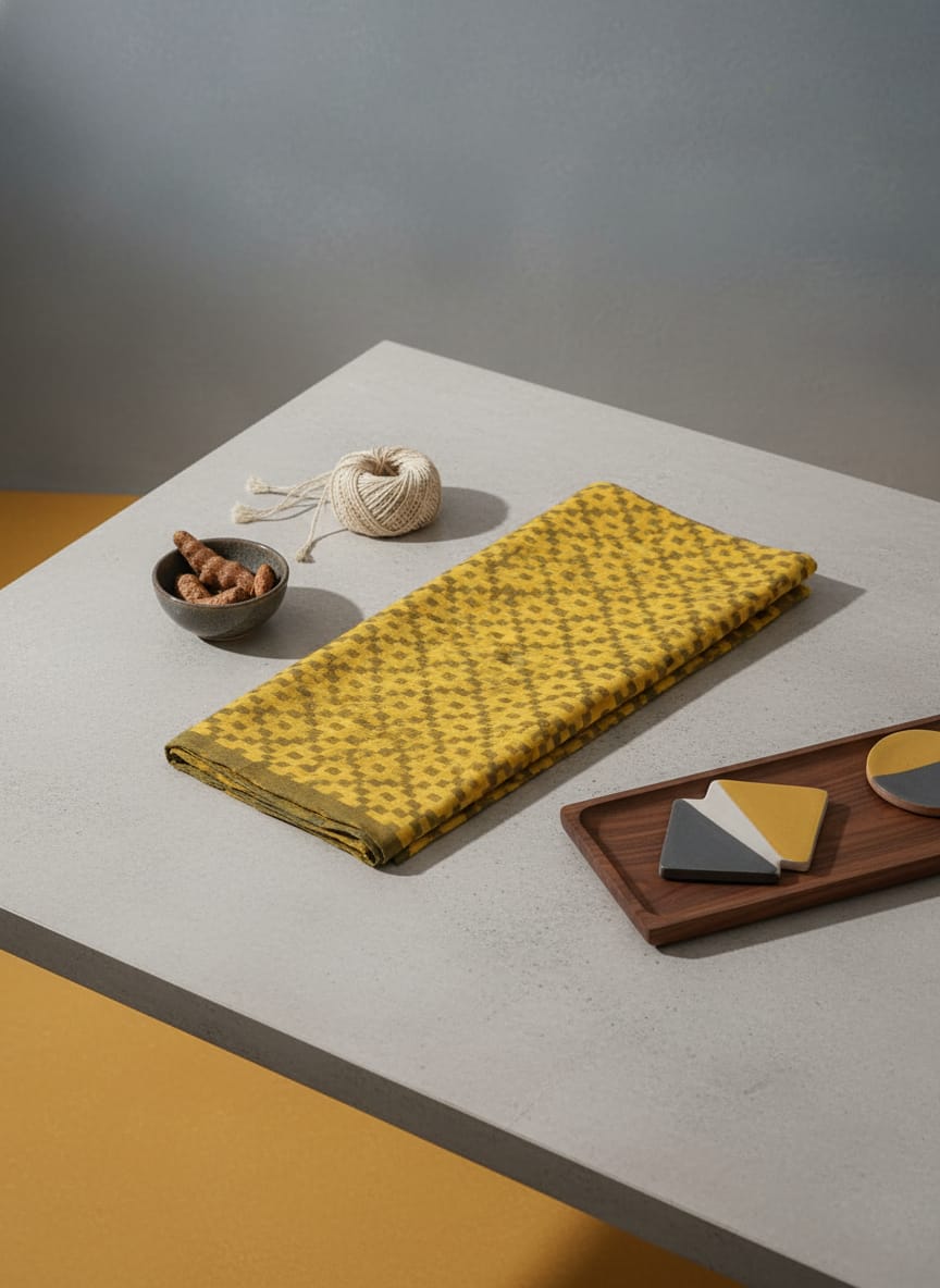 Yellow Pasapali Design Sambalpuri Fabrics