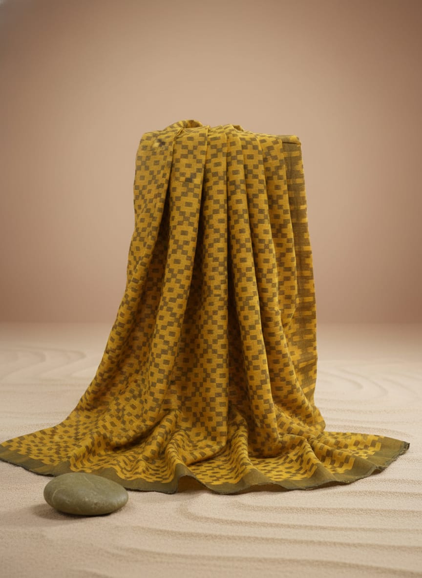 Yellow Pasapali Design Sambalpuri Fabrics